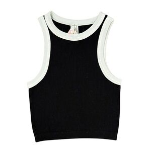 Malibu Sugar black and white contrast tank top girls o/s NWT